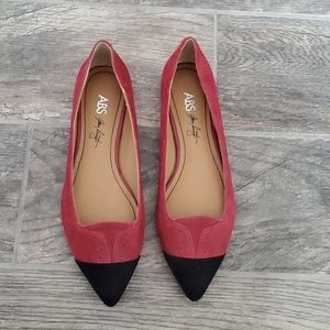 ABS Allen Schwartz Leather Flats Crimson&Black 7.5